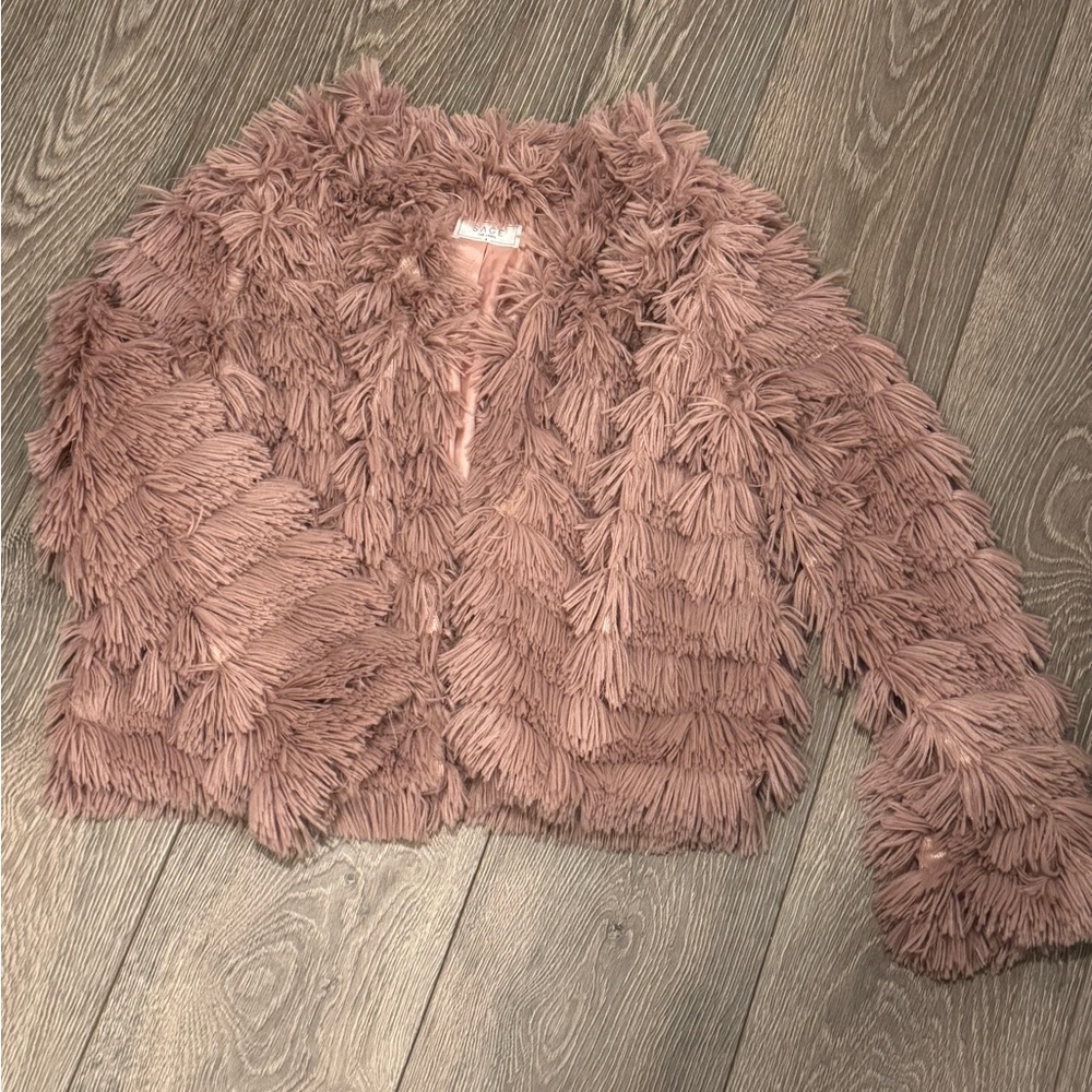 Dust pink feathered shrug